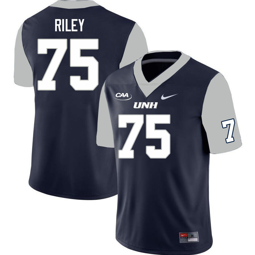 New Hampshire Wildcats #75 Beau Riley College Football Jerseys Stitched Sale-Navy